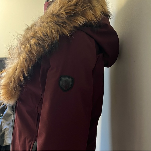 Rudsak “Toronto” Down Parka Jacket in Bordeaux Red with Real Fur; Size L - Picture 5 of 14